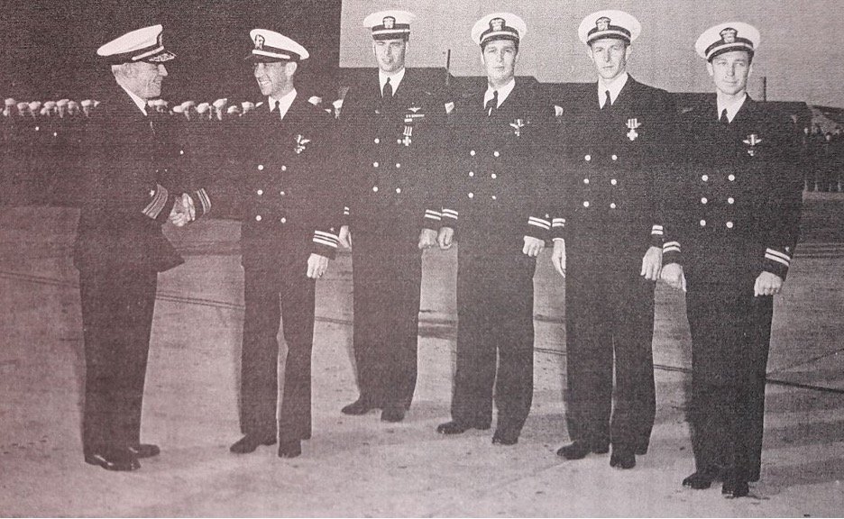 Image Navy Cross Ceremony held at Bronson Field, an auxiliary airfield located outside of Pensacola on November 28, 1942